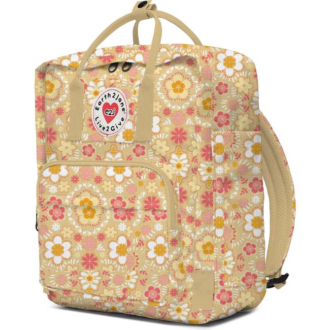 BackPack Yellow Pink Floral Kid's Bag Unisex Earth2Jane Adjustable ecofriendly Bag