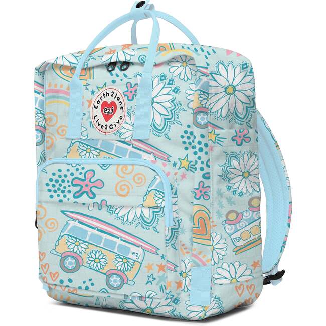 BackPack Blue Floral Summer Kid's Bag Unisex Earth2Jane Adjustable ecofriendly Bag