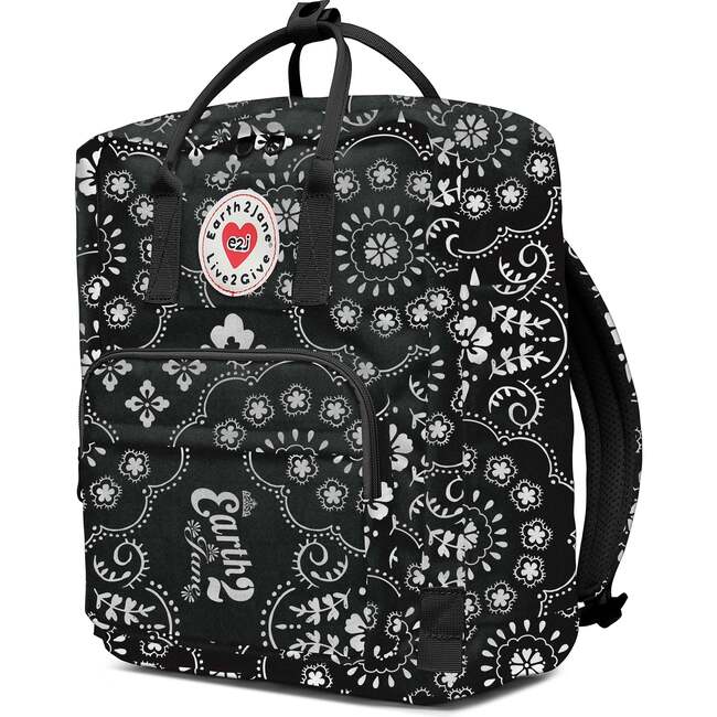 BackPack Black & White Floral Kid's Bag Unisex Earth2Jane Adjustable ecofriendly Bag