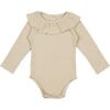 Ruffle Collar Onesie, Taupe - Onesies - 1 - thumbnail