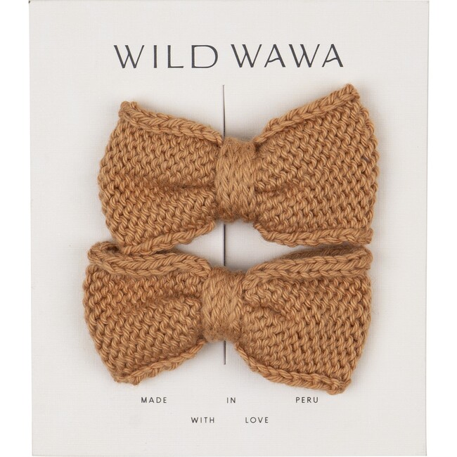 Knitted Bow Clip Set, Rust