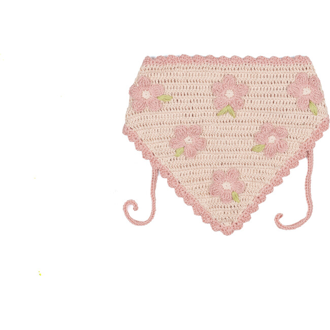 Crochet Bandana, Pink Flower