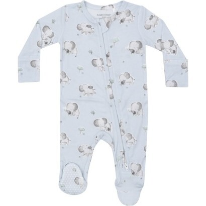 Gray Elephants Blue 2 Way Zipper Footie