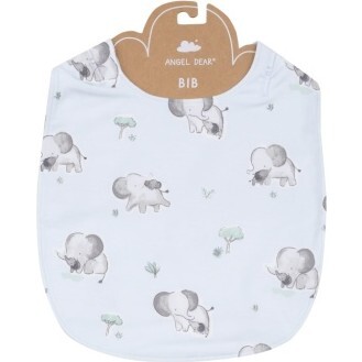 Gray Elephants Blue Feeding Bib