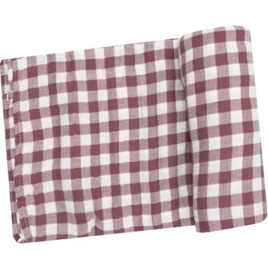 Gingham Plum Swaddle Blanket, Plum