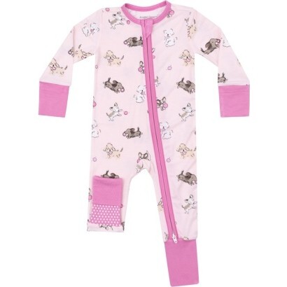 Fluffy Puppies 2 Way Zipper Romper, Pink