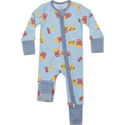 Fast Food Blue 2 Way Zipper Romper, Blue