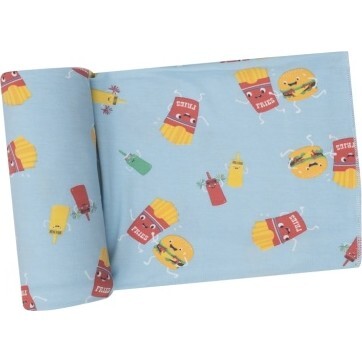 Fast Food Blue Swaddle Blanket, Blue