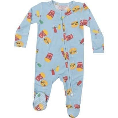 Fast Food Blue 2 Way Zipper Footie, Blue