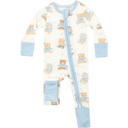 Teddy Bears Blue 2 Way Zipper Romper, Blue