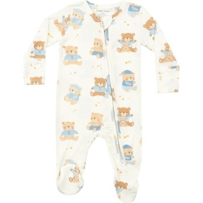 Teddy Bears Blue 2 Way Zipper Footie, Blue