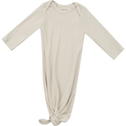 Ribbed Solid Birch Knotted Gown, Tan - Nightgowns - 1