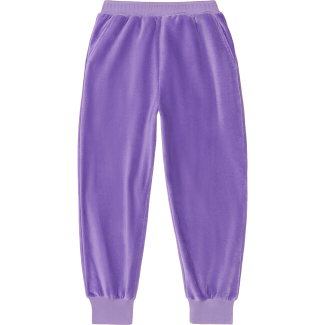 Velour Weekend Ribbed Cuff Elastic Waist Pocket Jogger, Violet