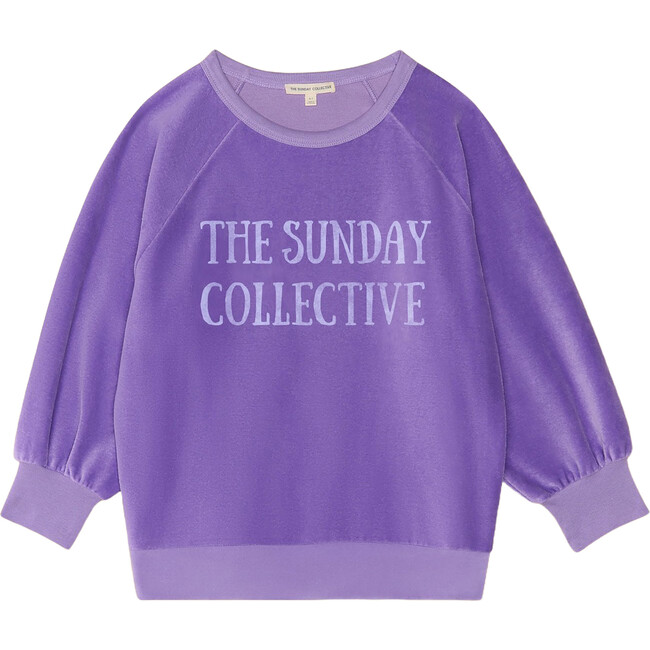 Velour Brooklyn Crew Neck Long Sleeve Sweatshirt, Violet