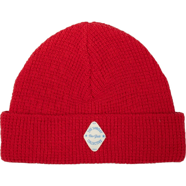 Organic Sunday Double Layered Waffle Knit Beanie, Red