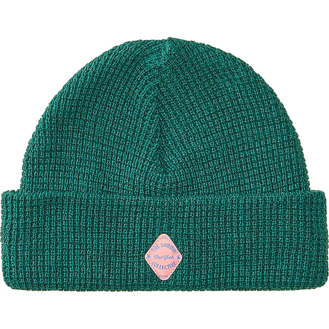 Organic Sunday Double Layered Waffle Knit Beanie, Green