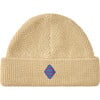 Organic Sunday Double Layered Waffle Knit Beanie, Beige - Hats - 1 - thumbnail