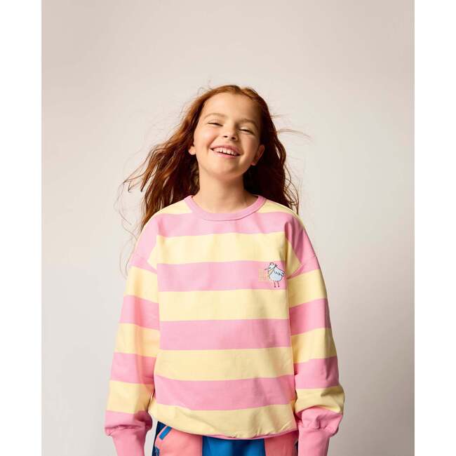 Organic Sunday Striped Sweatshirt, Pink & Peach - Sweaters - 3