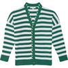 Pine Stripe Long Sleeve Cardigan, Green & White - Cardigans - 1 - thumbnail