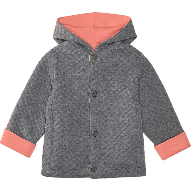 Reversible Honeycomb Jacket, Coral & Grey - Jackets - 2