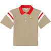 Organic Weekend Contrast Collar Polo Shirt, Khaki - Polo Shirts - 1 - thumbnail