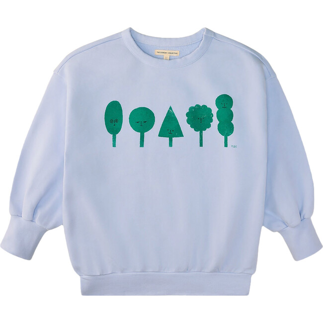 Organic Sunday Trees Print Sweatshirt, Cool Rain