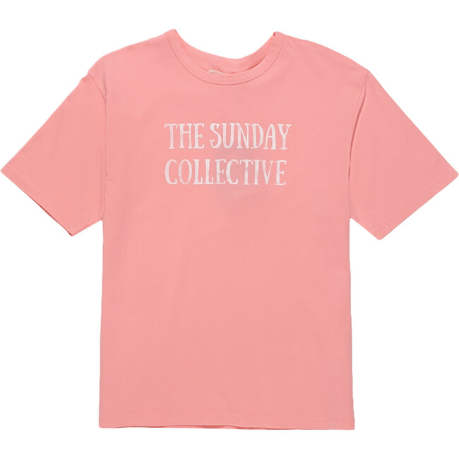 Organic Sunday Drop Shoulder Oversized Fit Tee, Petal Pink