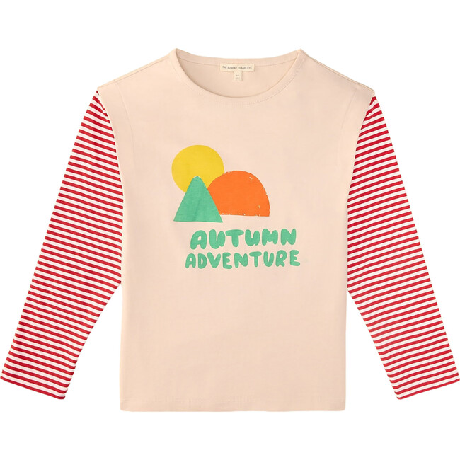 Organic Layered Graphic Print Contrast Sleeve Tee, Adventure Graphic