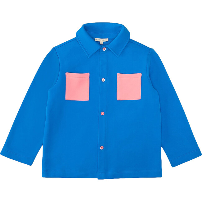 Organic Contrast 2-Patch Pocket Long Sleeve Shirt, Blue & Pink