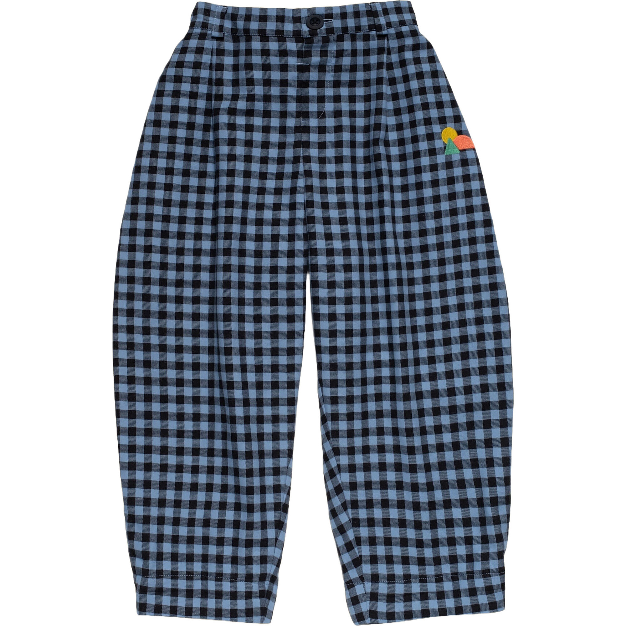 Friday Checked Tapered Wide Leg Pant, Blue - Pants - 1