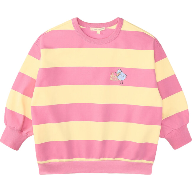 Organic Sunday Striped Sweatshirt, Pink & Peach