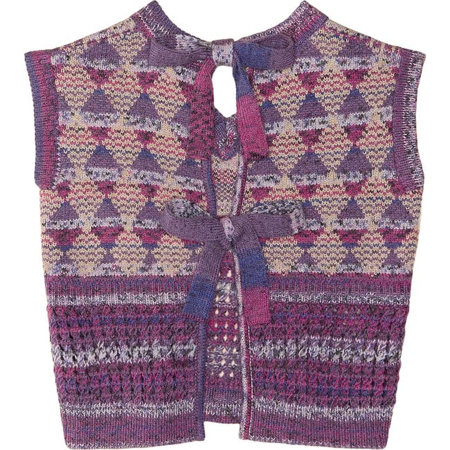 Tie Back V-Neck Sweater Vest, Multicolors - Vests - 2