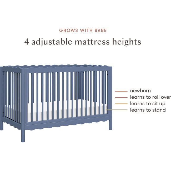 Swell 4-in-1 Convertible Crib with Toddler Bed Conversion Kit in Cove Blue - Cribs - 4