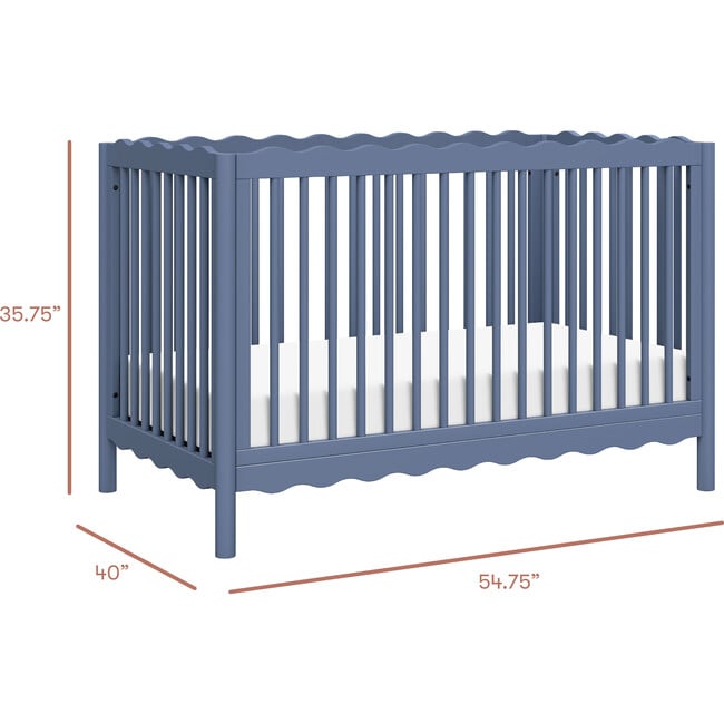 Swell 4-in-1 Convertible Crib with Toddler Bed Conversion Kit in Cove Blue - Cribs - 5