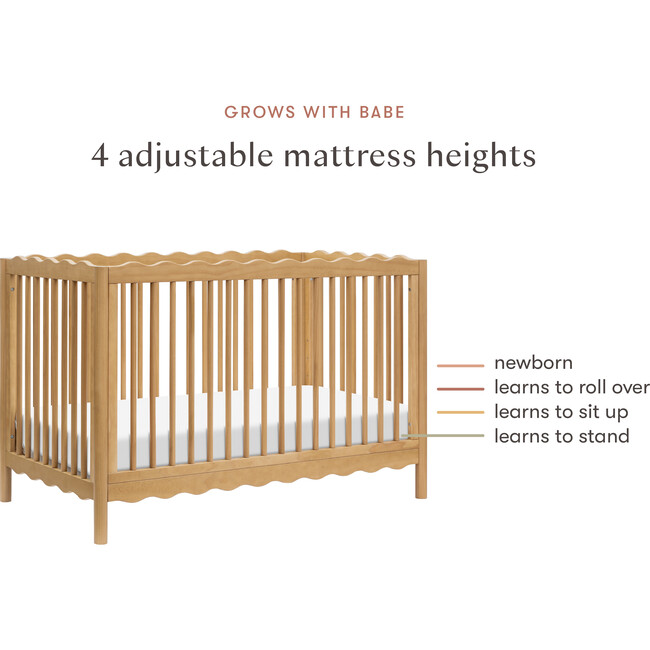 Swell 4-in-1 Convertible Crib with Toddler Bed Conversion Kit in Honey - Cribs - 5