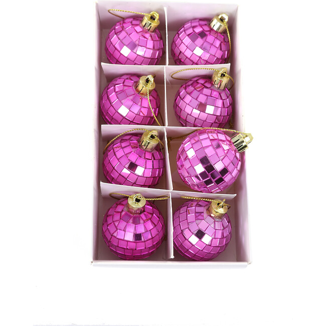 Tiny Pink Disco Ball Ornaments,  Set of 8