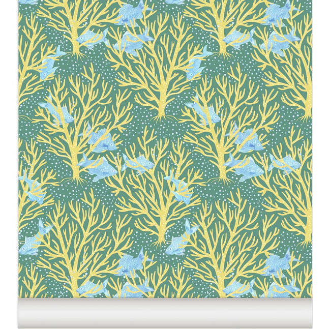 Récif Non-Woven Wallpaper, Sea Green