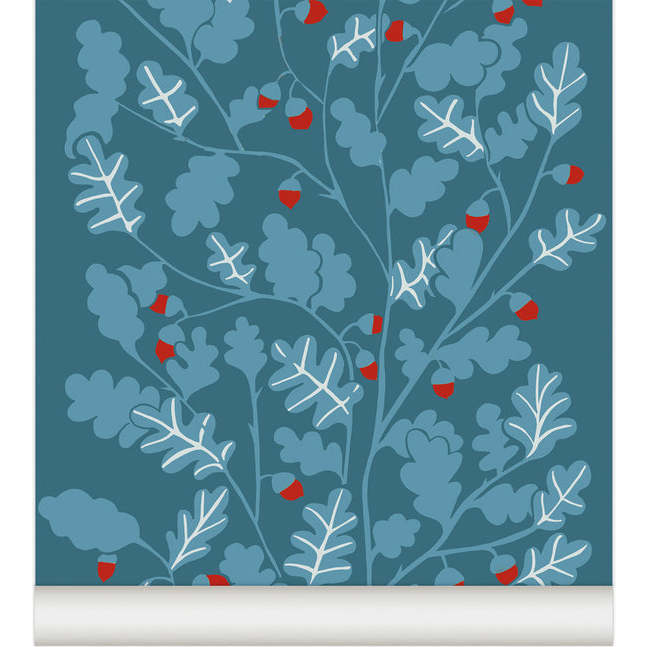 Oaks Non-Woven Wallpaper, Persian Blue