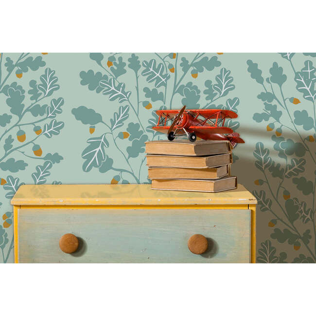 Oaks Non-Woven Wallpaper, Frosted Blue