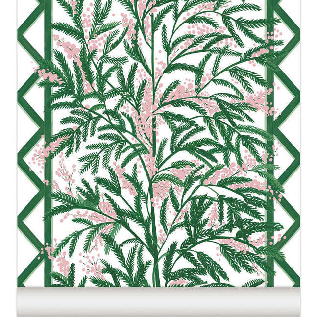 Mimosas Non-Woven Wallpaper, Green