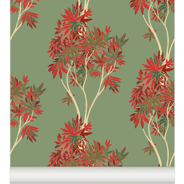 Maple Non-Woven Wallpaper, Red - Wallpaper - 1