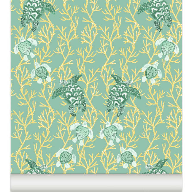 Kûrma Non-Woven Wallpaper, Sea Green