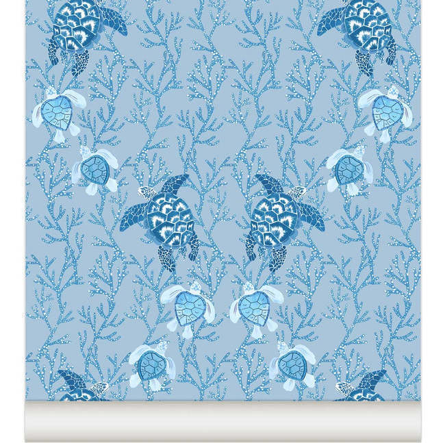 Kûrma Non-Woven Wallpaper, Ocean Blue