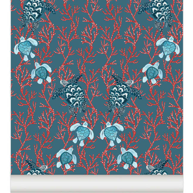 Kûrma Non-Woven Wallpaper, Prussian Blue