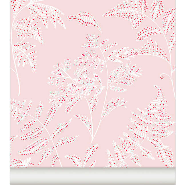 Fougeres Fern Print Non-Woven Wallpaper, Pink