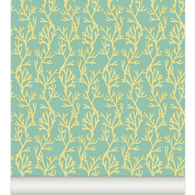 Corail Non-Woven Wallpaper, Sea Green