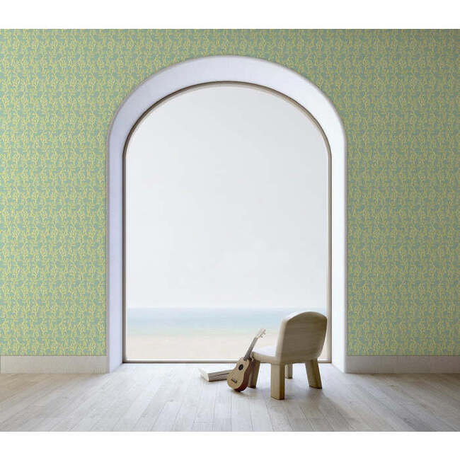 Corail Non-Woven Wallpaper, Sea Green