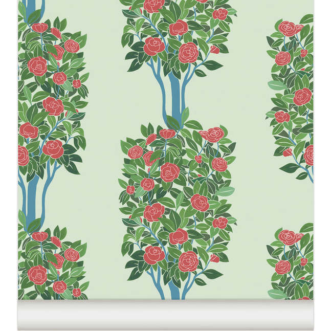 Camélias Non-Woven Wallpaper, Almond