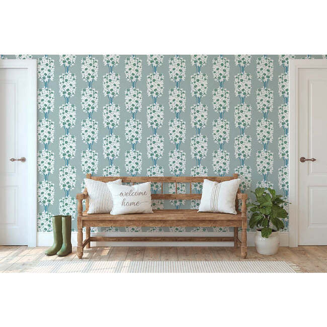 Camélias Non-Woven Wallpaper, Celadon