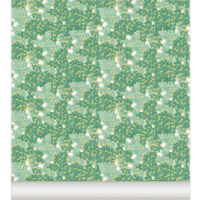 Anémones Non-Woven Wallpaper, Sea Green